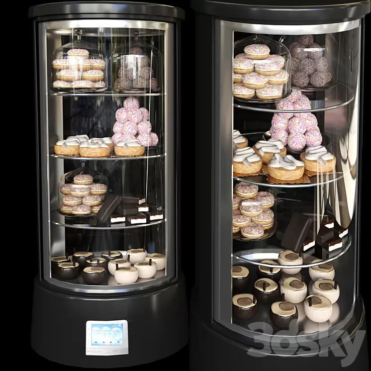 Refrigerator in a cafe with desserts and various sweets 2. Confectionery shop 3D Model