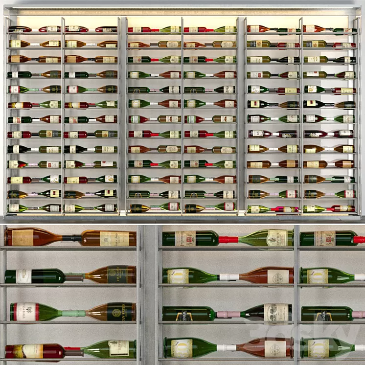 Refrigerator in a liquor store with a collection of wine. Alcohol 3 3D Model