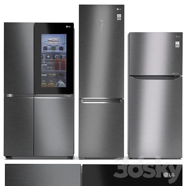 Refrigerator set LG 8 3D Model Refrigerator set LG 8 3D Model
