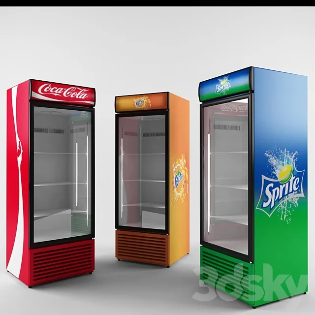 Refrigerators for drinks Coca-Cola. Fanta. Sprite 3DModel
