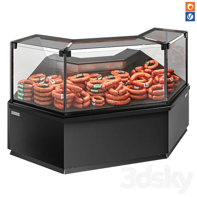 Refrigerators for meat corner section 3D Model
