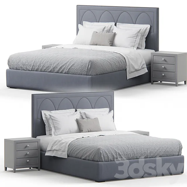 Regan upholstered king bed 3D Model