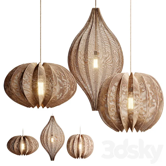 Regency Seagrass Pendant Lamp 3D Model Regency Seagrass Pendant Lamp 3D Model