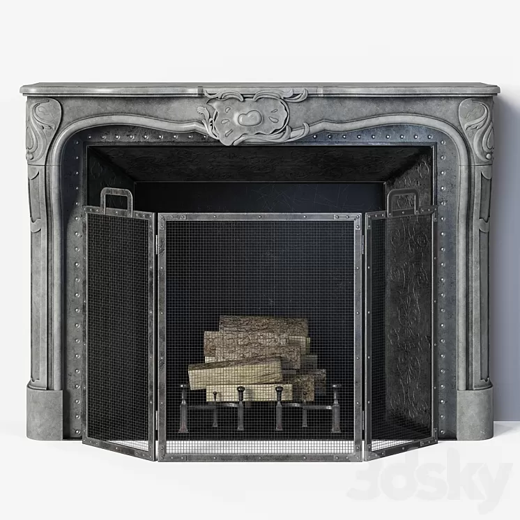 Regency Style Stone Fireplace 3D Model