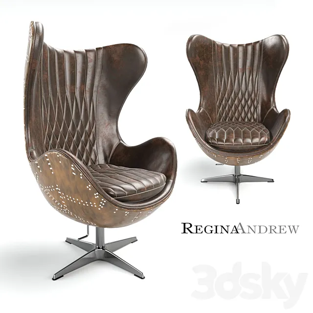 Regina Andrew Home Java Leather and Brass Egg Chair 3DModel