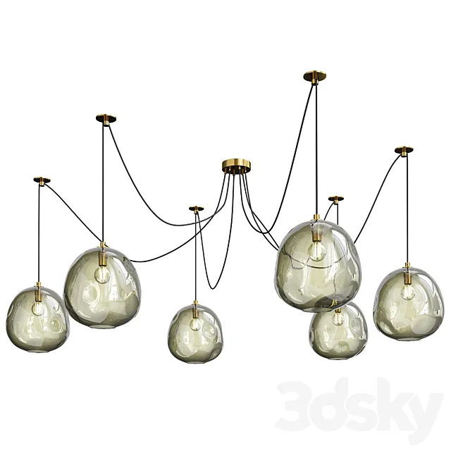 Regina andrew molten spider natural brass and smoke glass chandelier 3D Model Regina andrew molten spider natural brass and smoke glass chandelier 3D Model