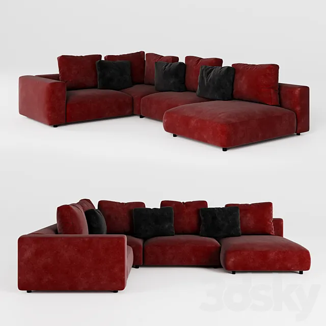 Relax sofa P-shaped 3D Model