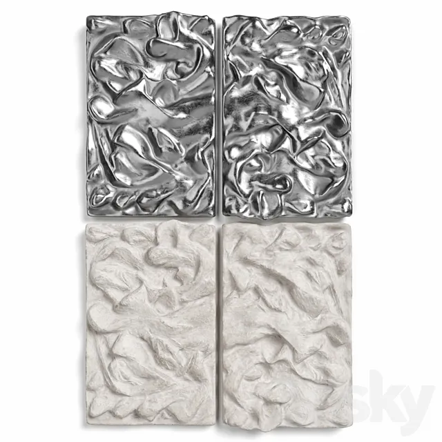 Relief metal and plaster wall panel 3D Model Relief metal and plaster wall panel 3D Model