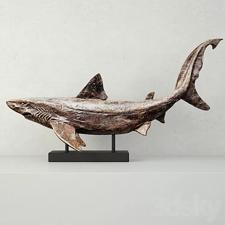 Relief of a Swimming Shark 3D Model