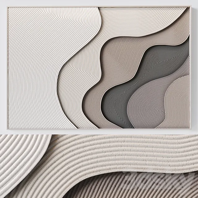 Relief wall panel with waves 3D Model