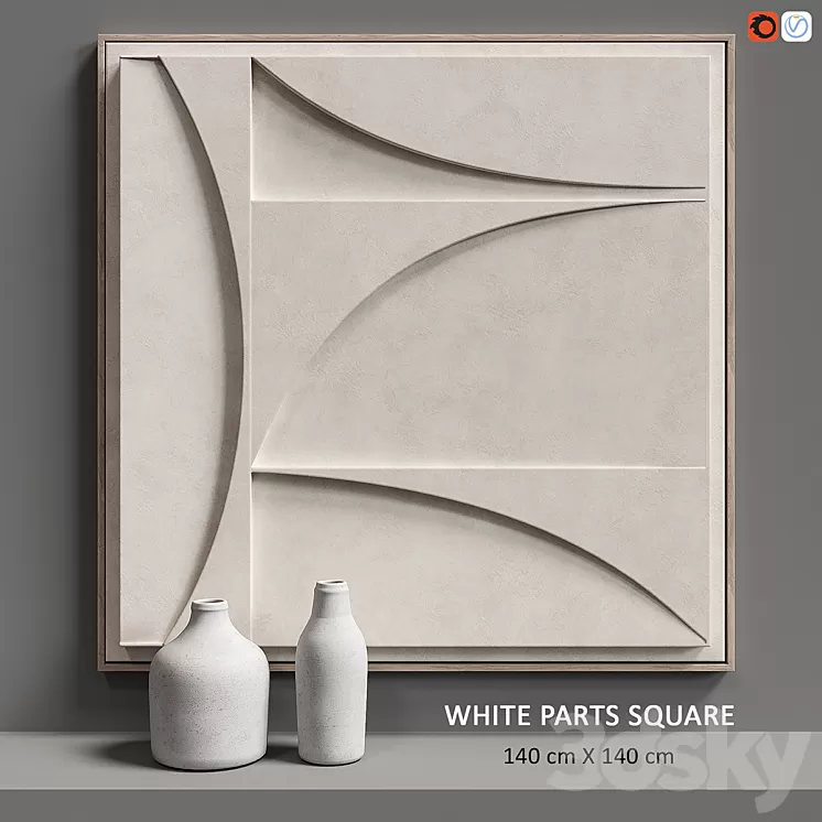 Relief WHITE PARTS SQUARE 3D Model