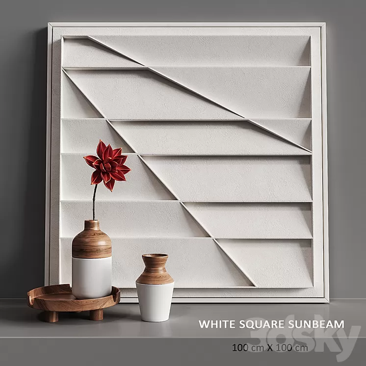 Relief White Square Sunbeam 3D Model Relief White Square Sunbeam 3D Model