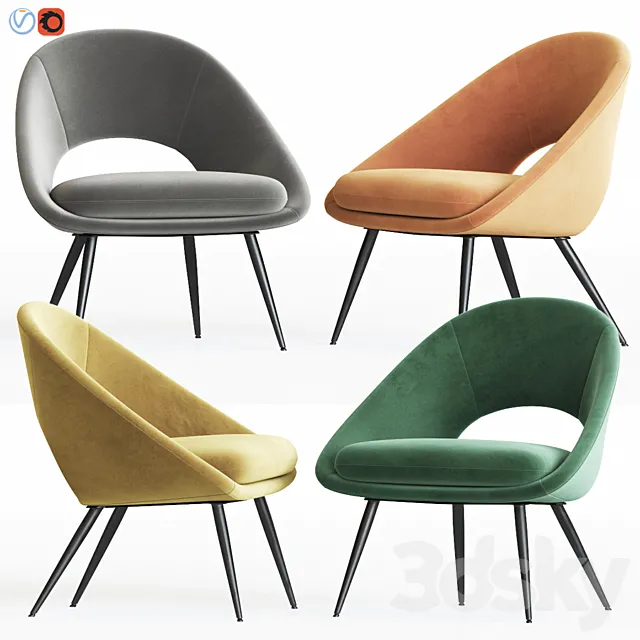 Rendle Modern Partially Open Accent Armchair 3DModel