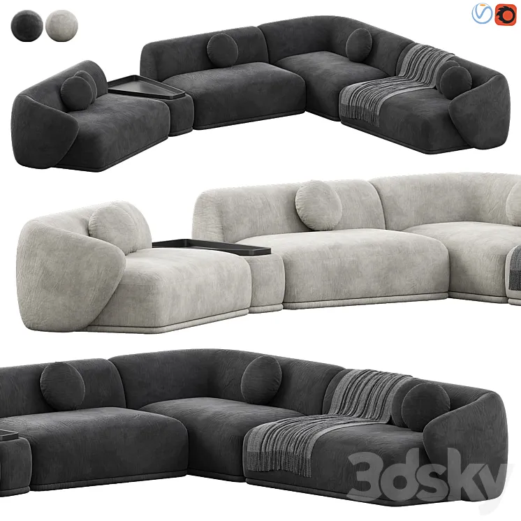 Rene Sofa by Meridiani Set 2 3D Model Free Download