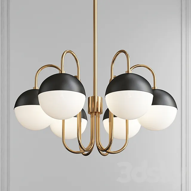 Renee Aged Brass Black 5 Light Chandelier by Mitzi 3D Model Renee Aged Brass Black 5 Light Chandelier by Mitzi 3D Model