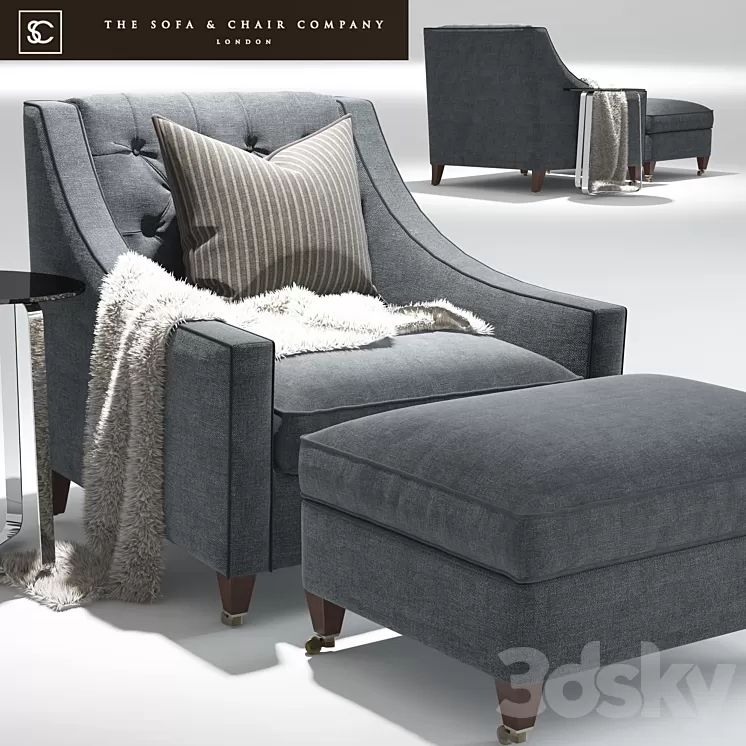 Renoir Armchair_Elypsis Table_The sofa and chair company 3D Model