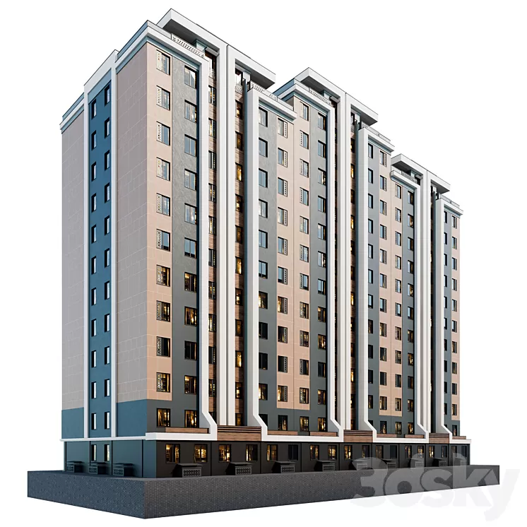 Residential building 12 floors 3D Model