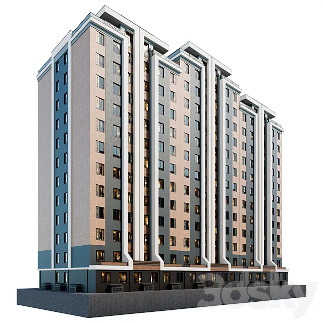 Residential building 12 floors 3DModel