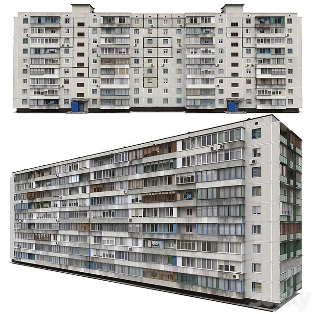 Residential building Soviet era. Series 1KG-480 3D Model