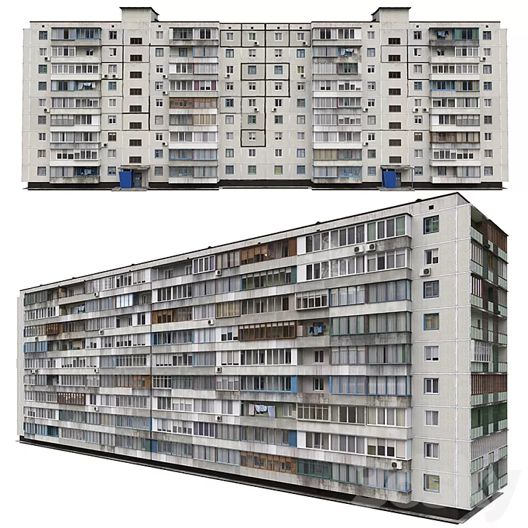 Residential building Soviet era. Series 1KG-480 3D Model