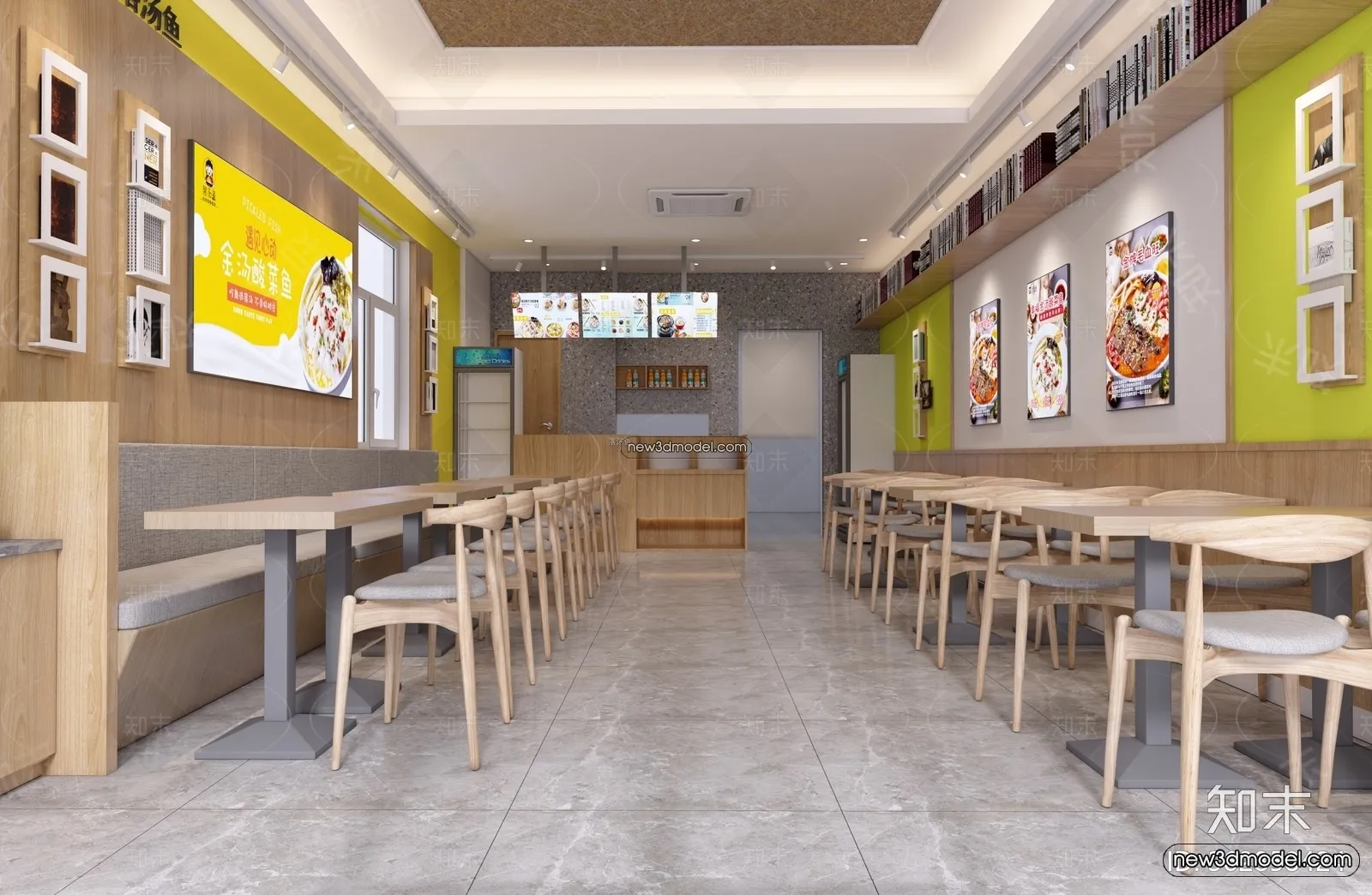 Restaurant and Fastfood 3D Scene – 3D Blocks – 001 – VRAY