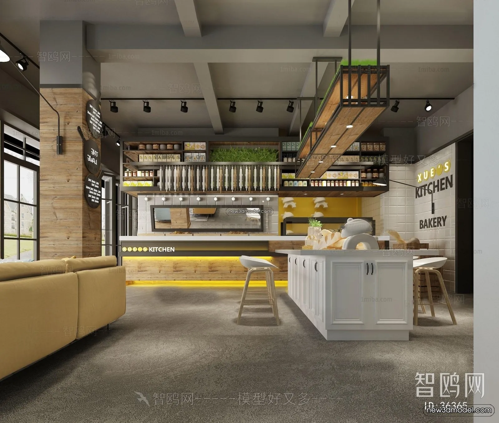 Restaurant and Fastfood 3D Scene – 3D Blocks – 004 – VRAY