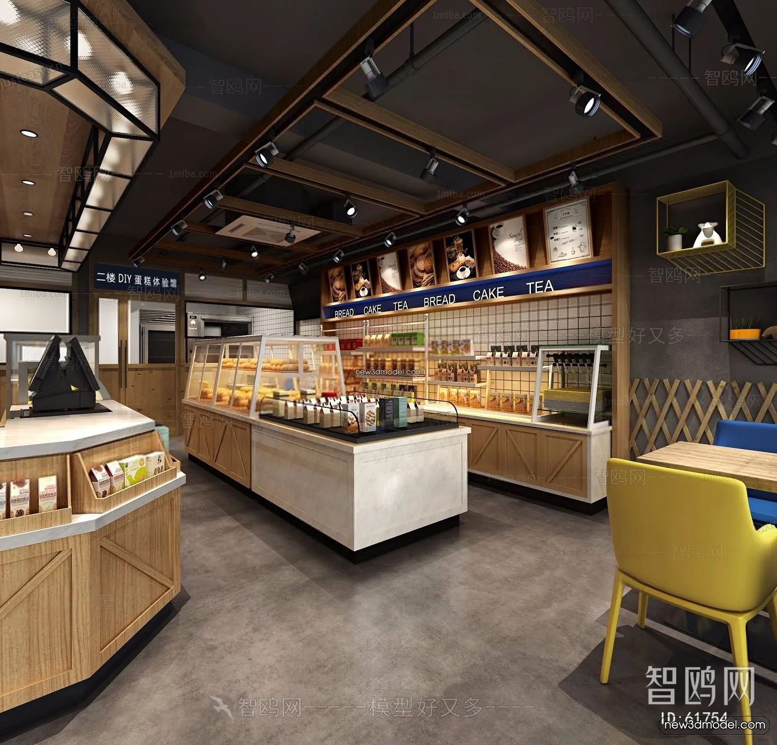 Restaurant and Fastfood 3D Scene – 3D Blocks – 005 – VRAY