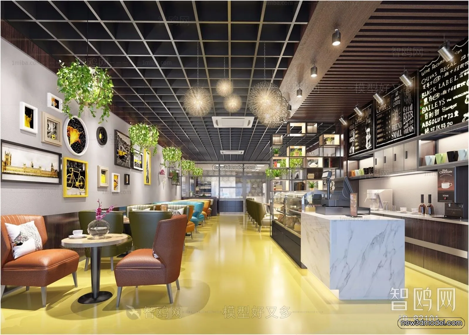 Restaurant and Fastfood 3D Scene – 3D Blocks – 006 – VRAY