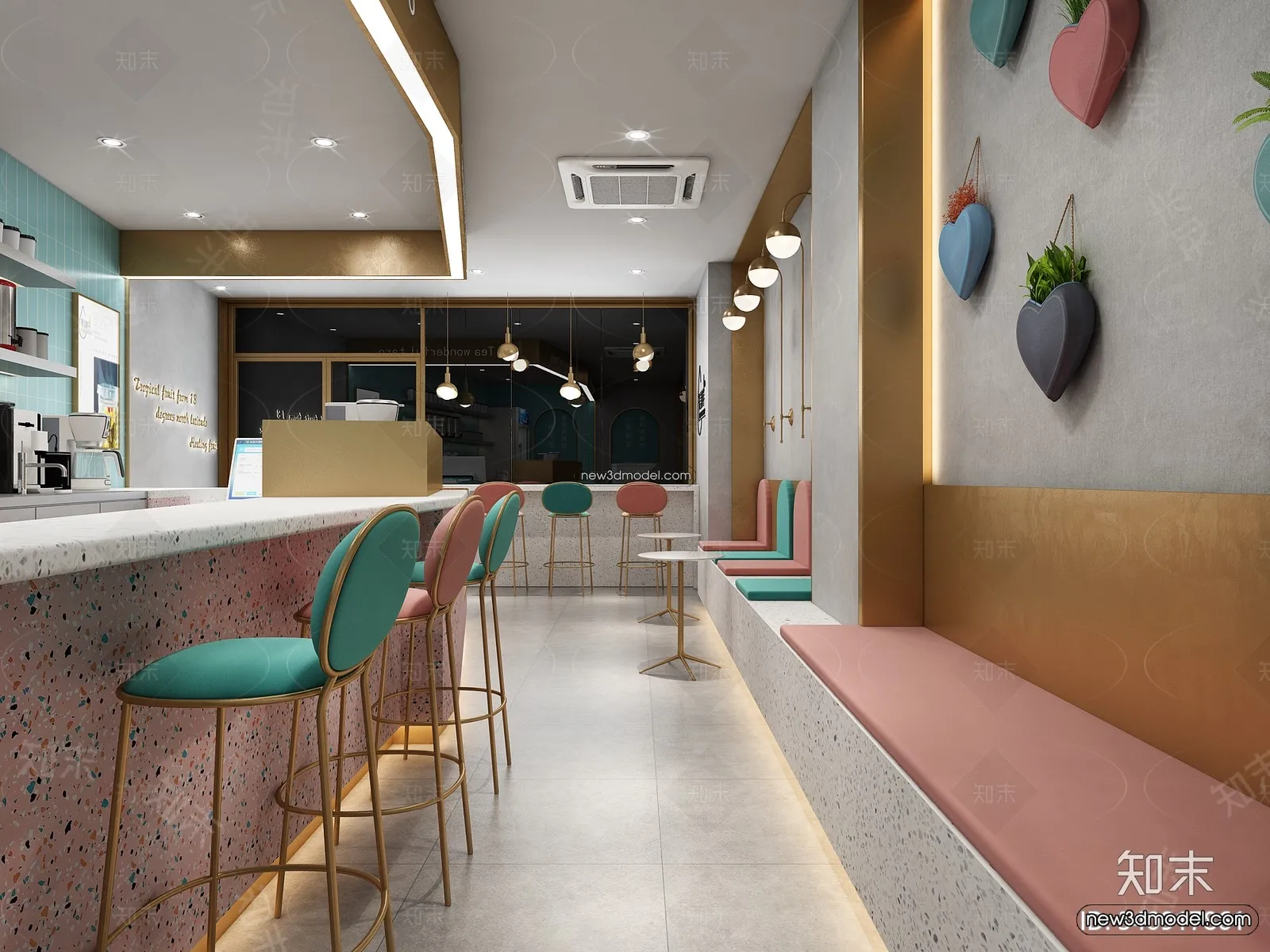 Restaurant and Fastfood 3D Scene – 3D Blocks – 007 – VRAY