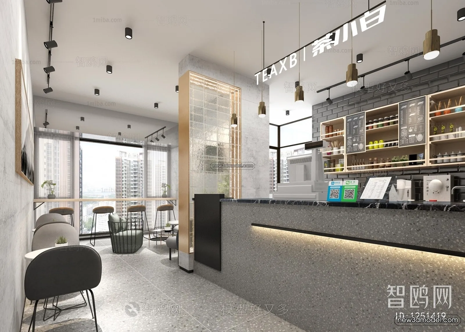 Restaurant and Fastfood 3D Scene – 3D Blocks – 008 – VRAY