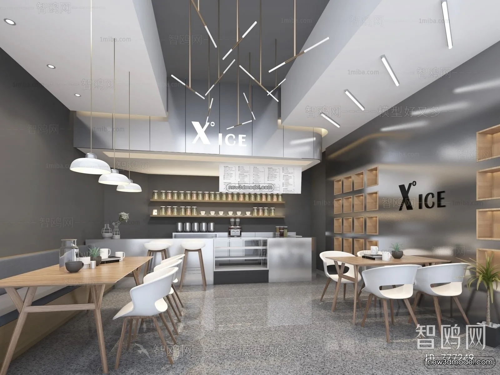 Restaurant and Fastfood 3D Scene – 3D Blocks – 009 – VRAY