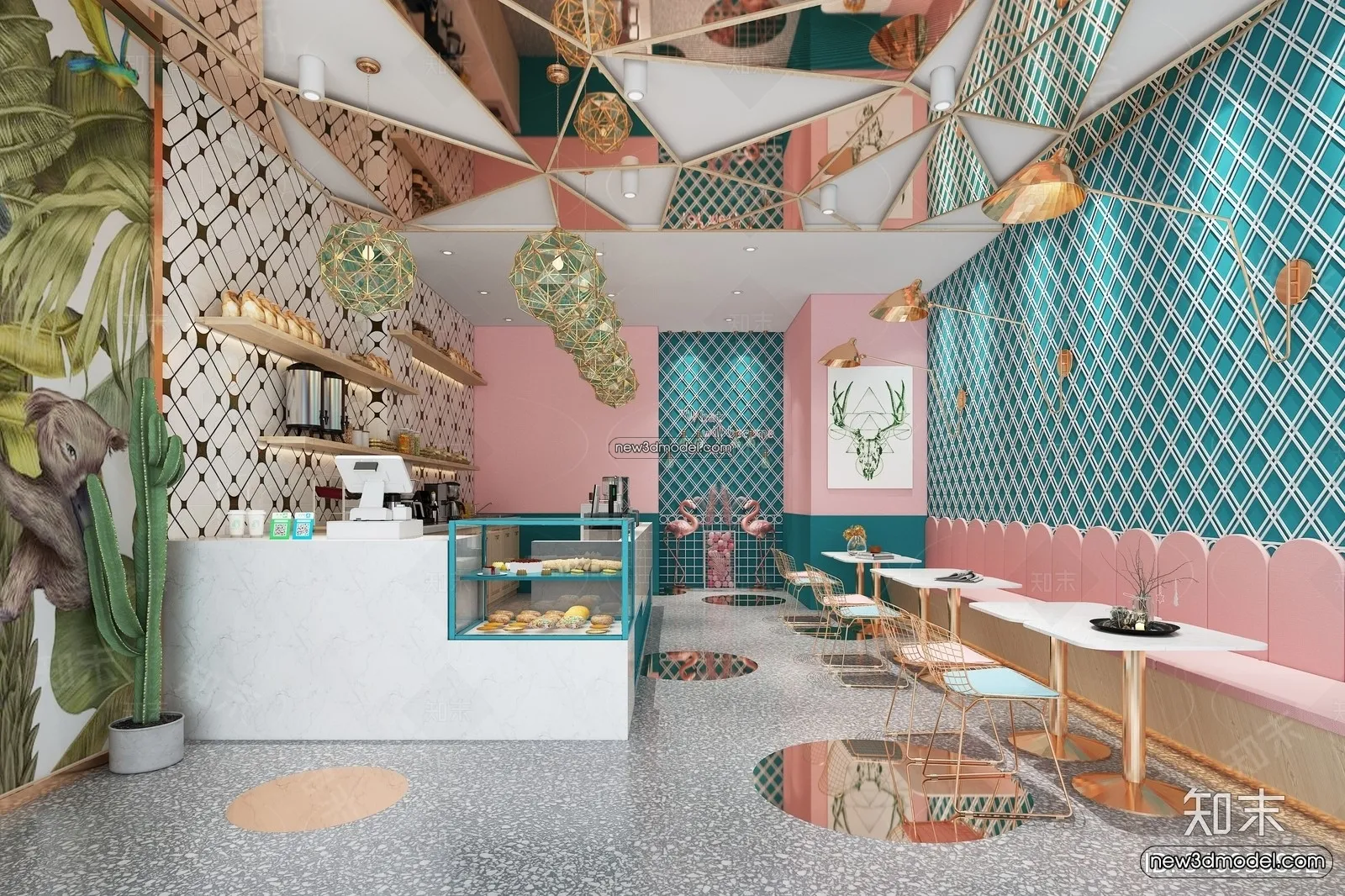 Restaurant and Fastfood 3D Scene – 3D Blocks – 012 – VRAY