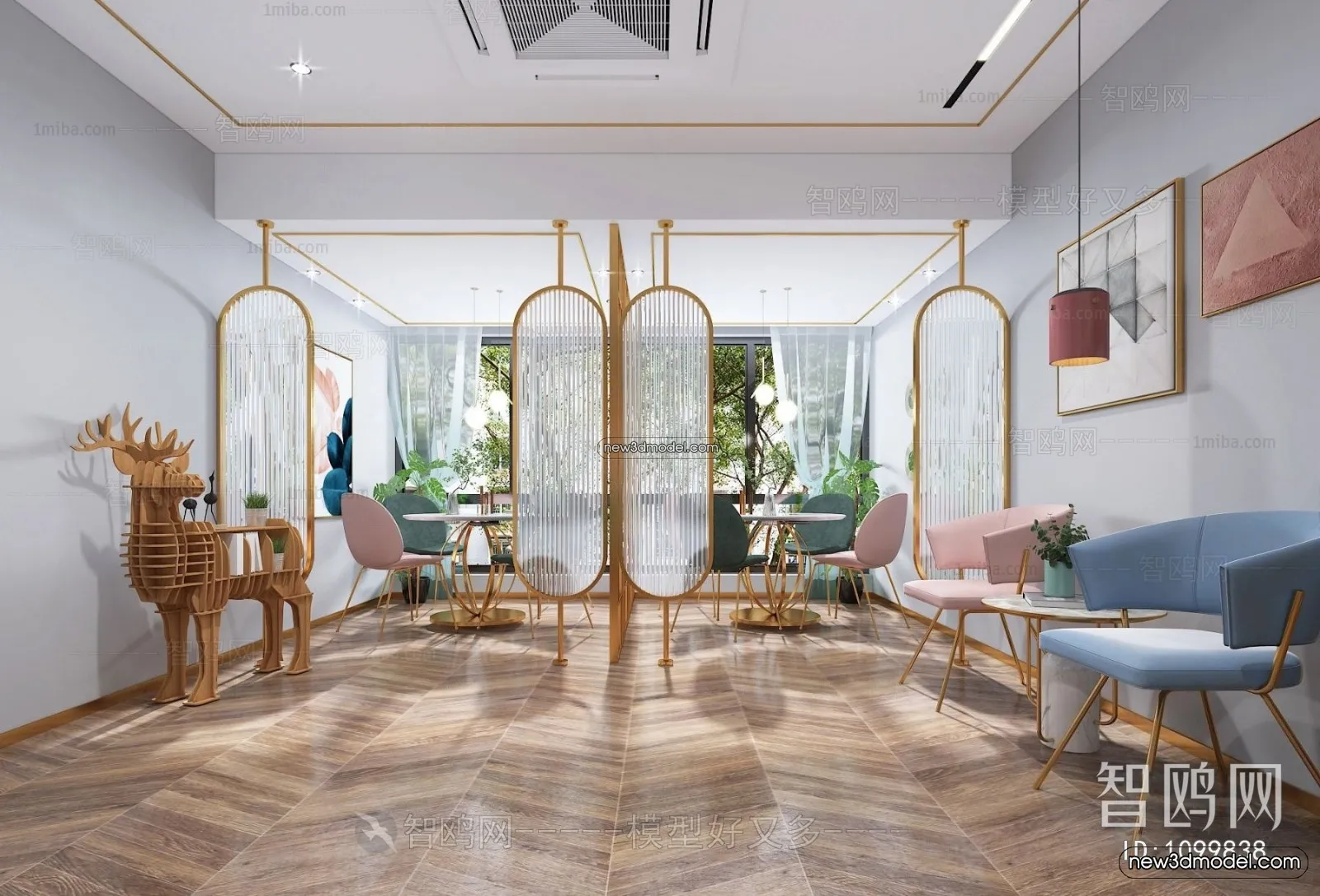 Restaurant and Fastfood 3D Scene – 3D Blocks – 015 – VRAY