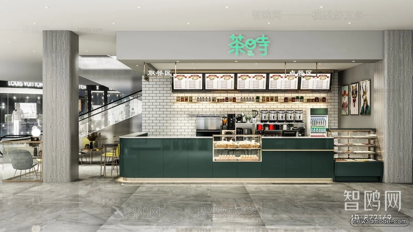 Restaurant and Fastfood 3D Scene – 3D Blocks – 017 – VRAY