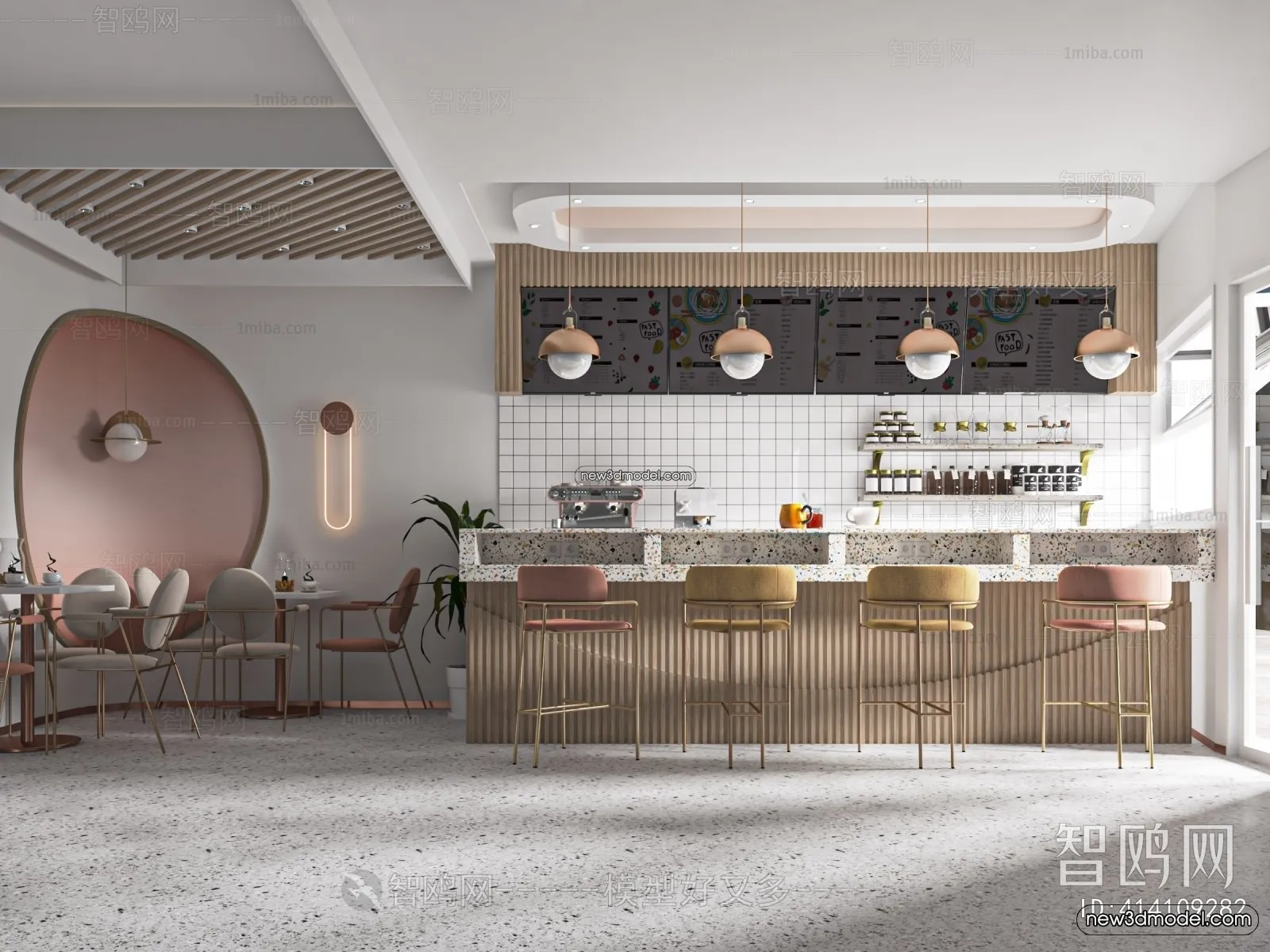 Restaurant and Fastfood 3D Scene – 3D Blocks – 018 – VRAY