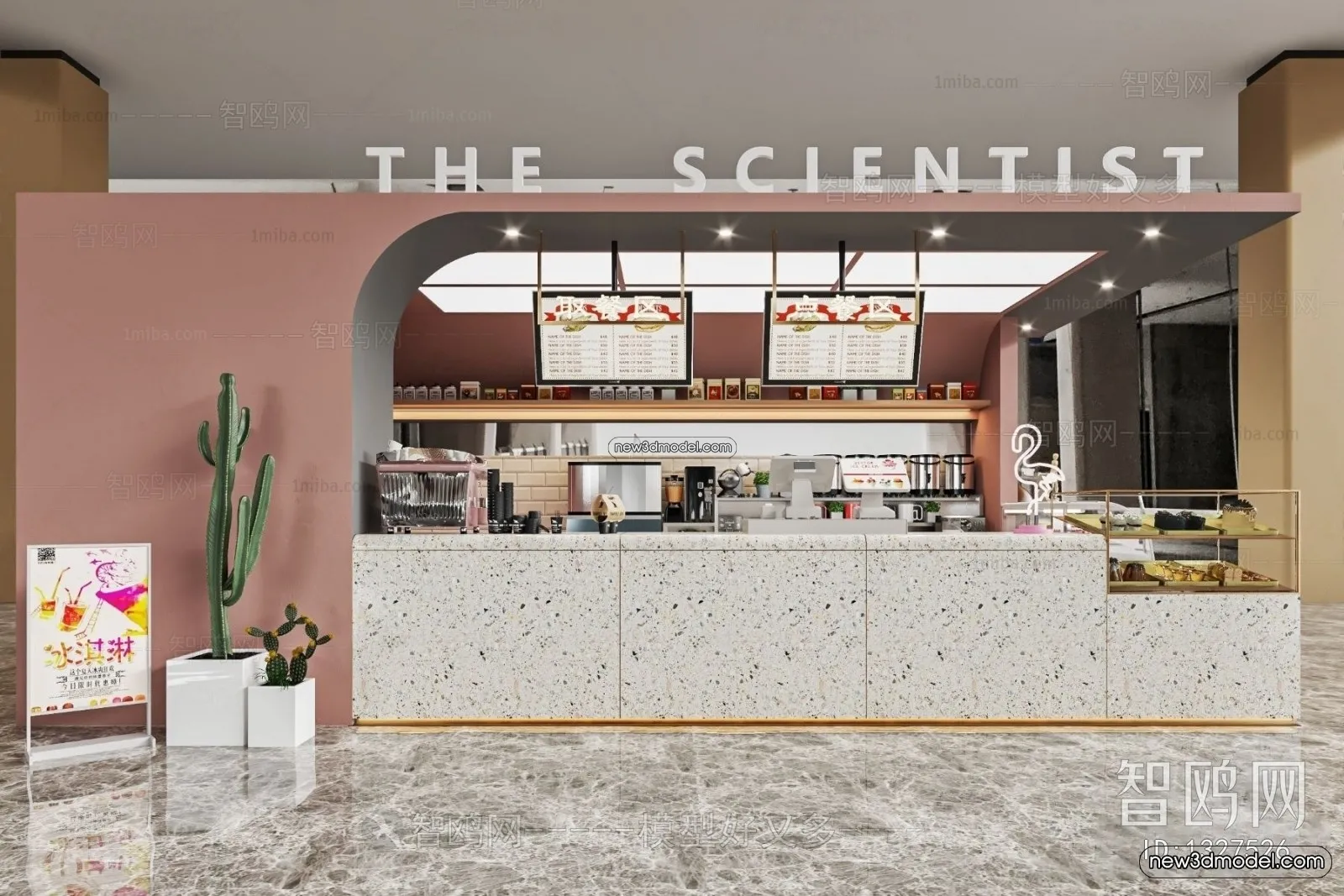 Restaurant and Fastfood 3D Scene – 3D Blocks – 019 – VRAY