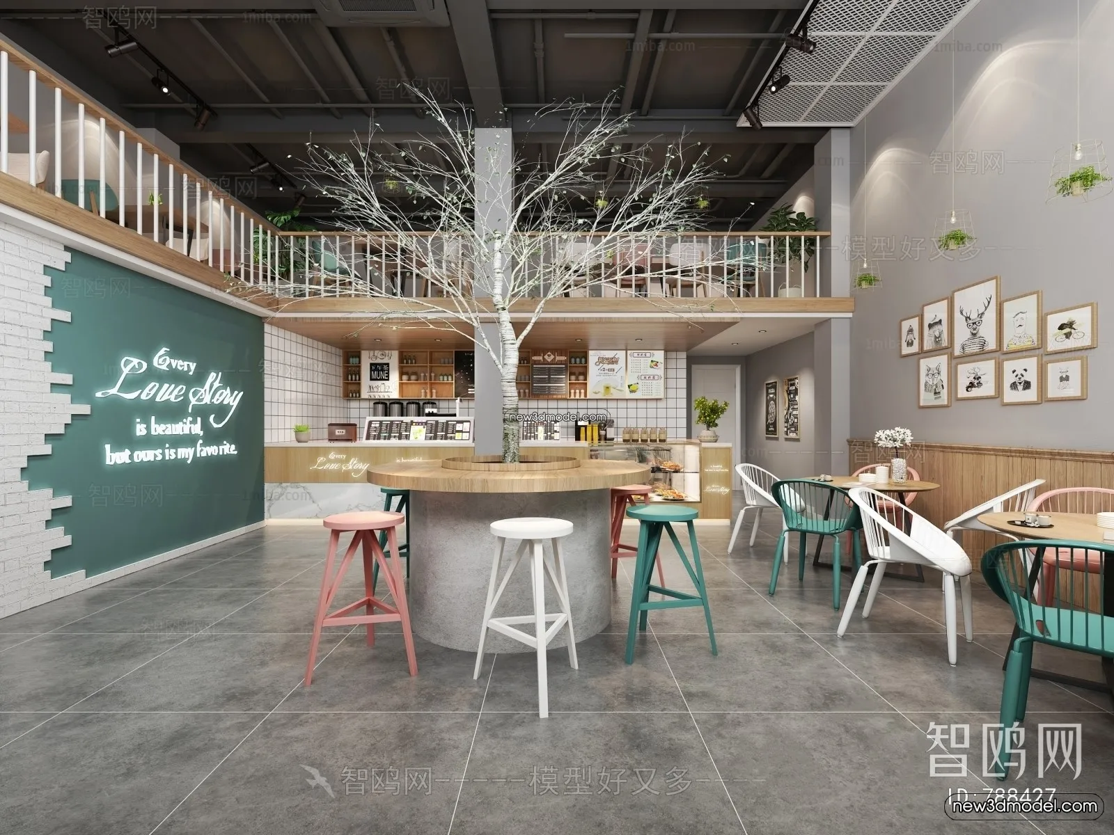 Restaurant and Fastfood 3D Scene – 3D Blocks – 020 – VRAY