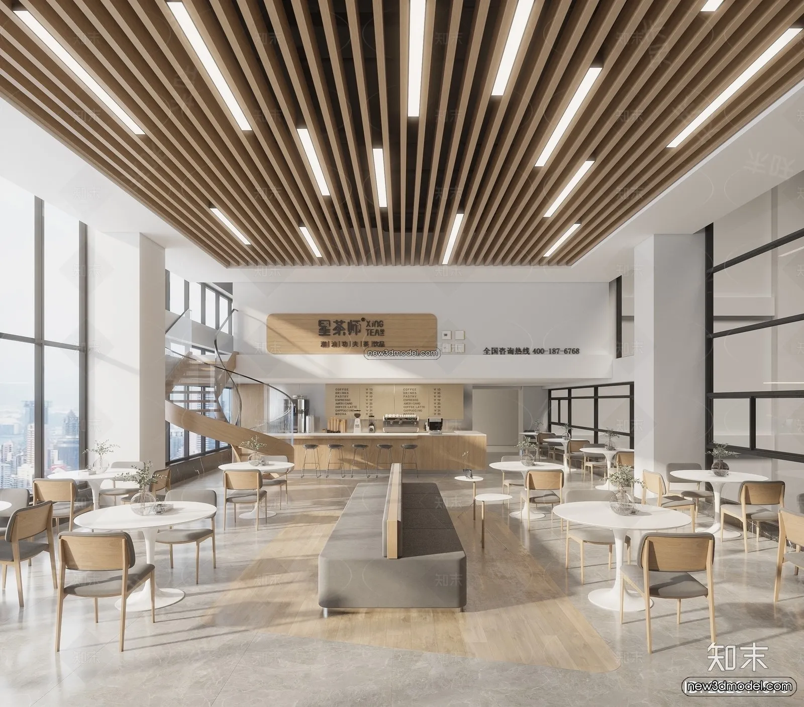 Restaurant and Fastfood 3D Scene – 3D Blocks – 021 – VRAY