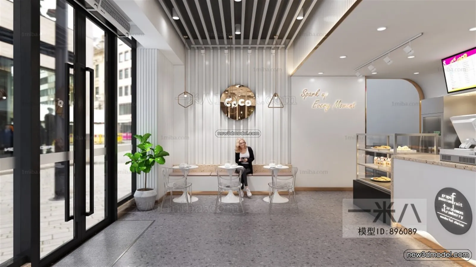 Restaurant and Fastfood 3D Scene – 3D Blocks – 027 – VRAY