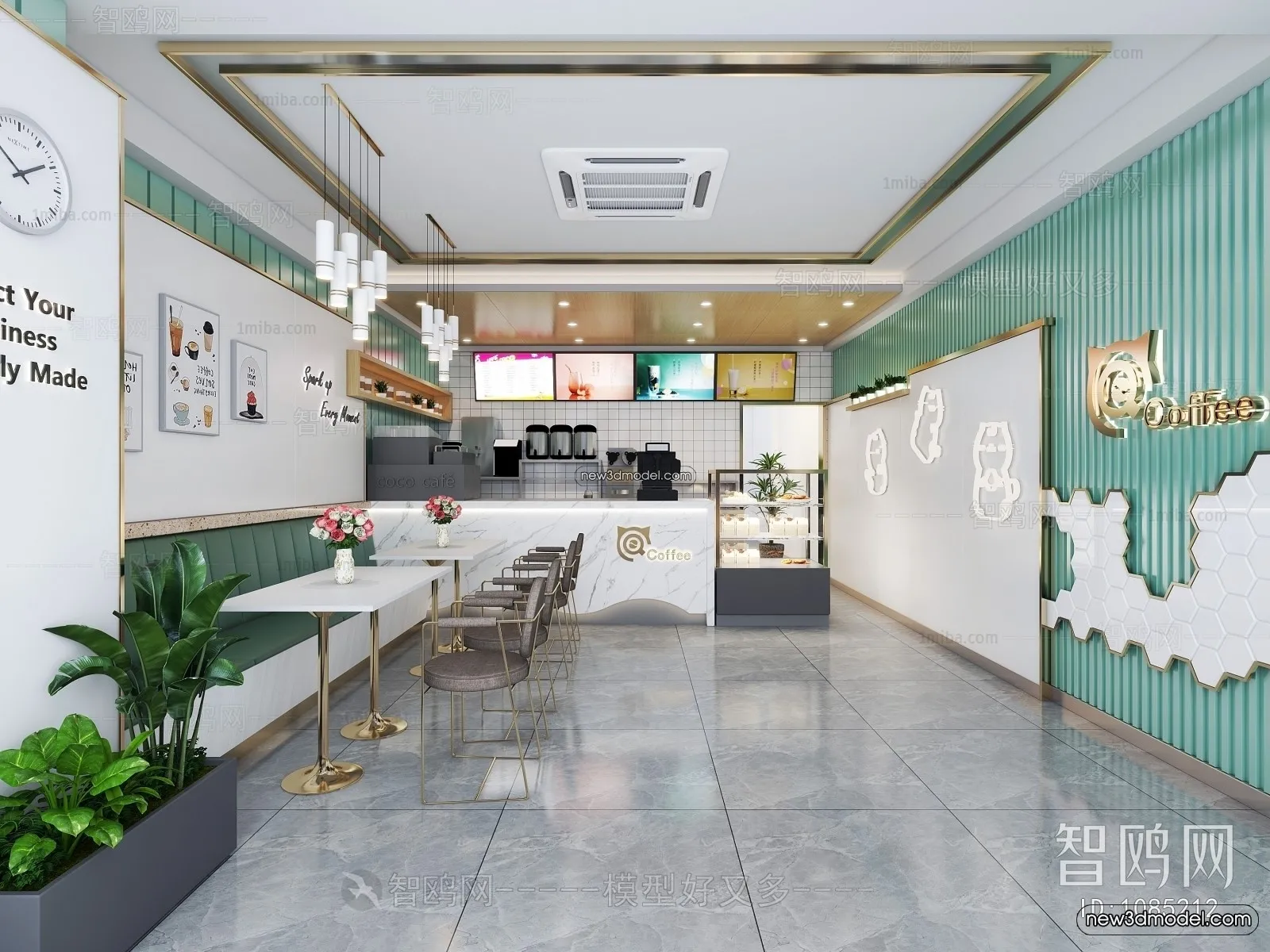 Restaurant and Fastfood 3D Scene – 3D Blocks – 031 – VRAY