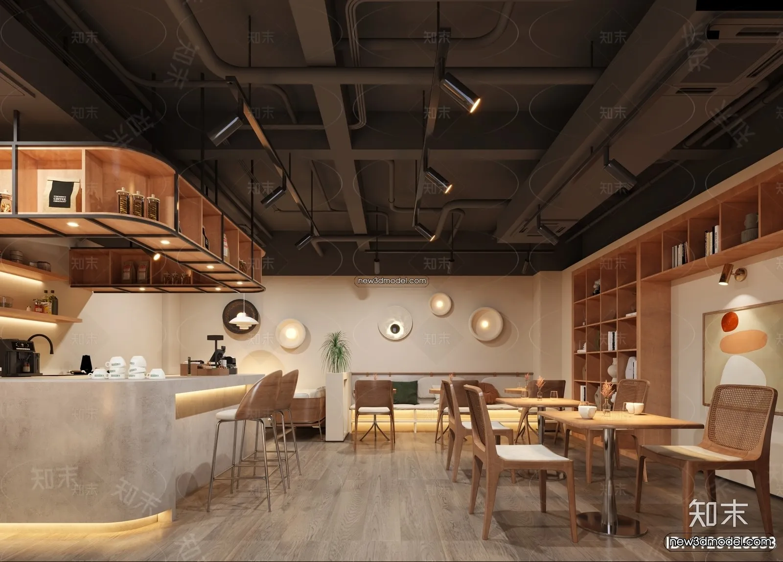 Restaurant and Fastfood 3D Scene – 3D Blocks – 032 – VRAY