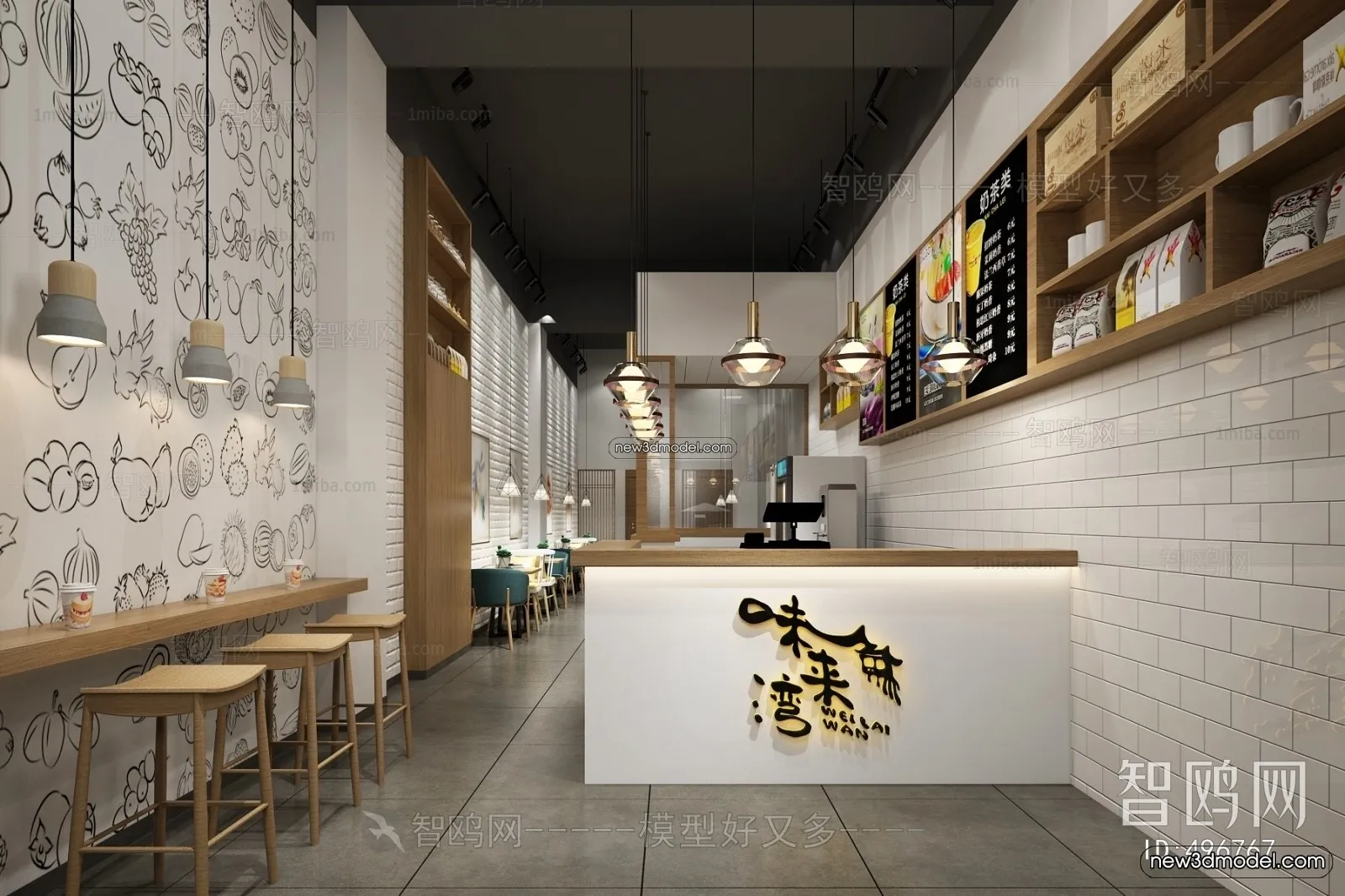 Restaurant and Fastfood 3D Scene – 3D Blocks – 033 – VRAY