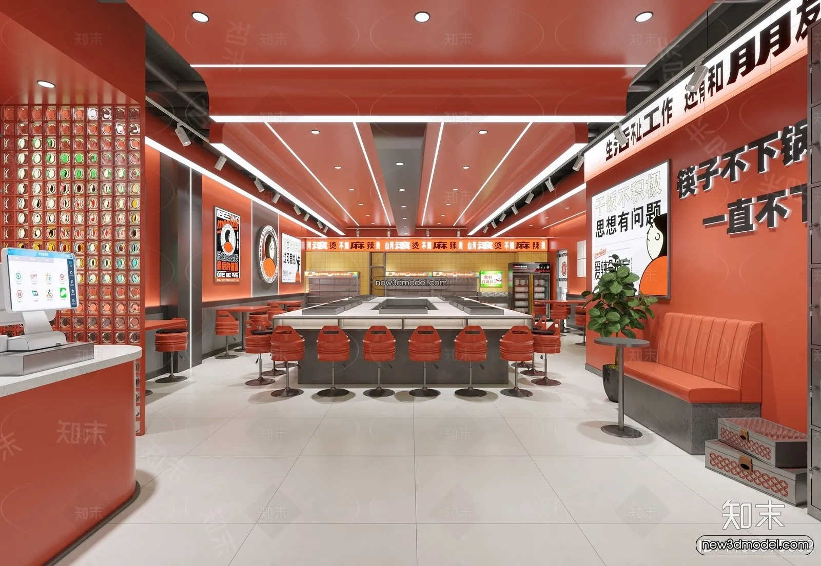 Restaurant and Fastfood 3D Scene – 3D Blocks – 035 – CORONA