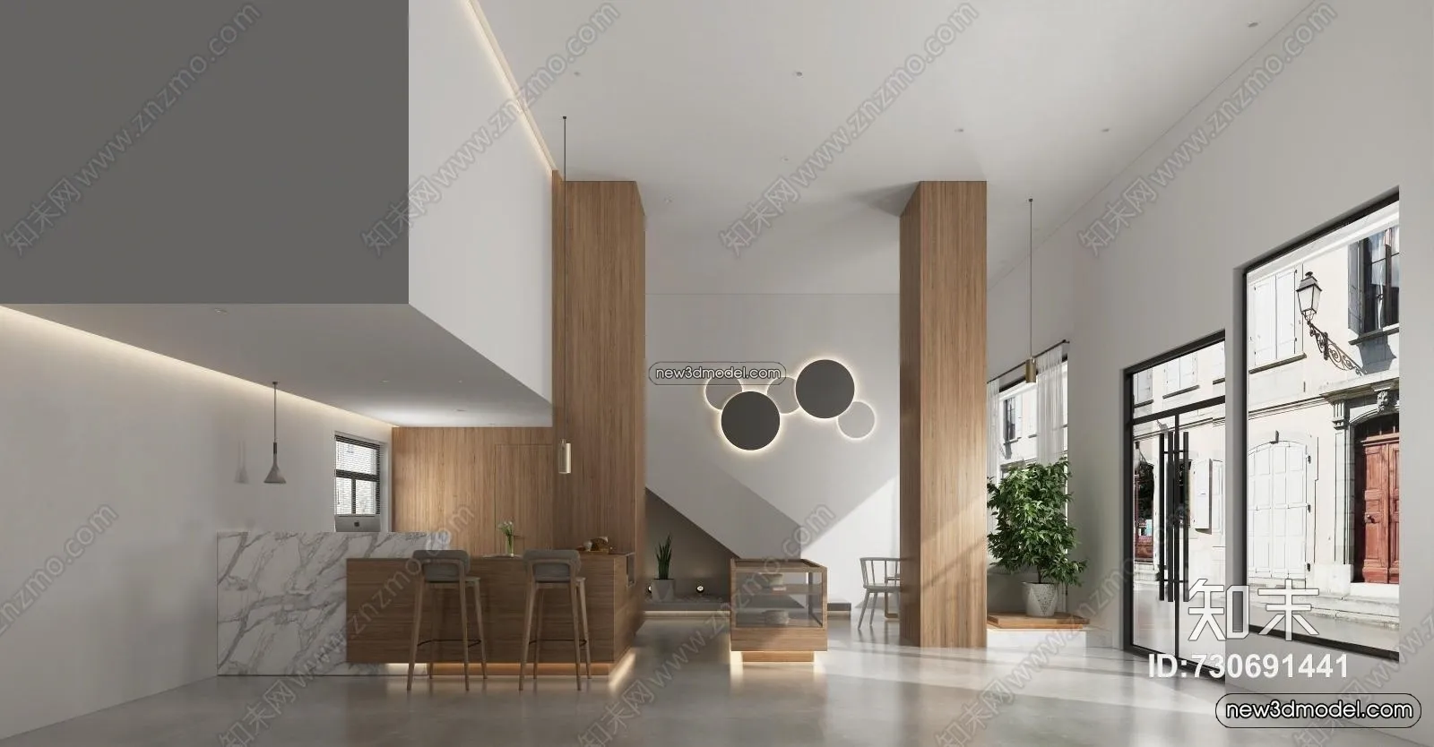 Restaurant and Fastfood 3D Scene – 3D Blocks – 036 – VRAY