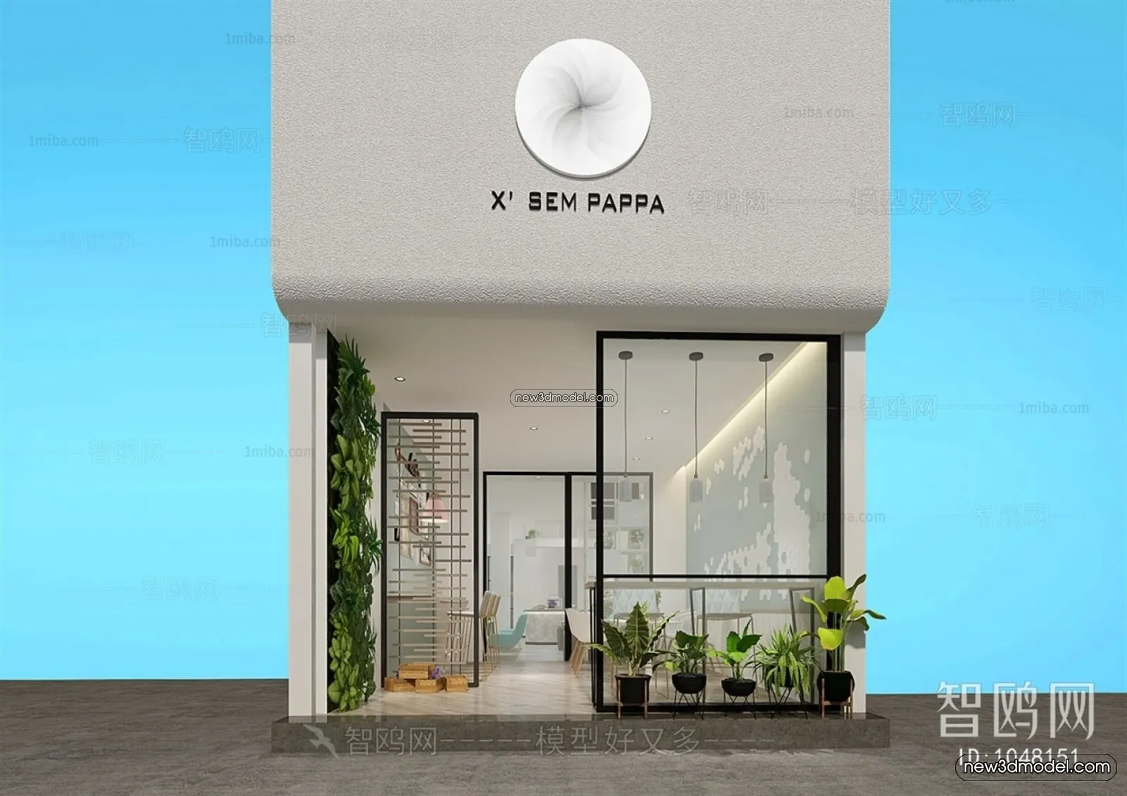 Restaurant and Fastfood 3D Scene – 3D Blocks – 037 – VRAY