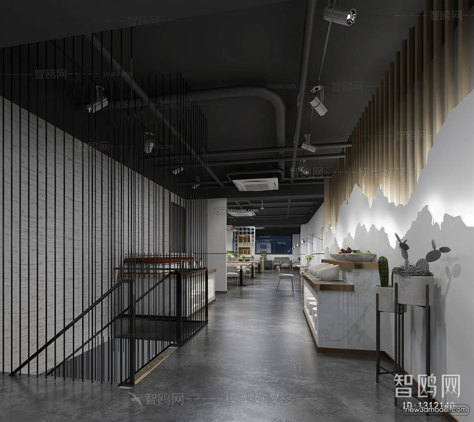 Restaurant and Fastfood 3D Scene – 3D Blocks – 039 – VRAY