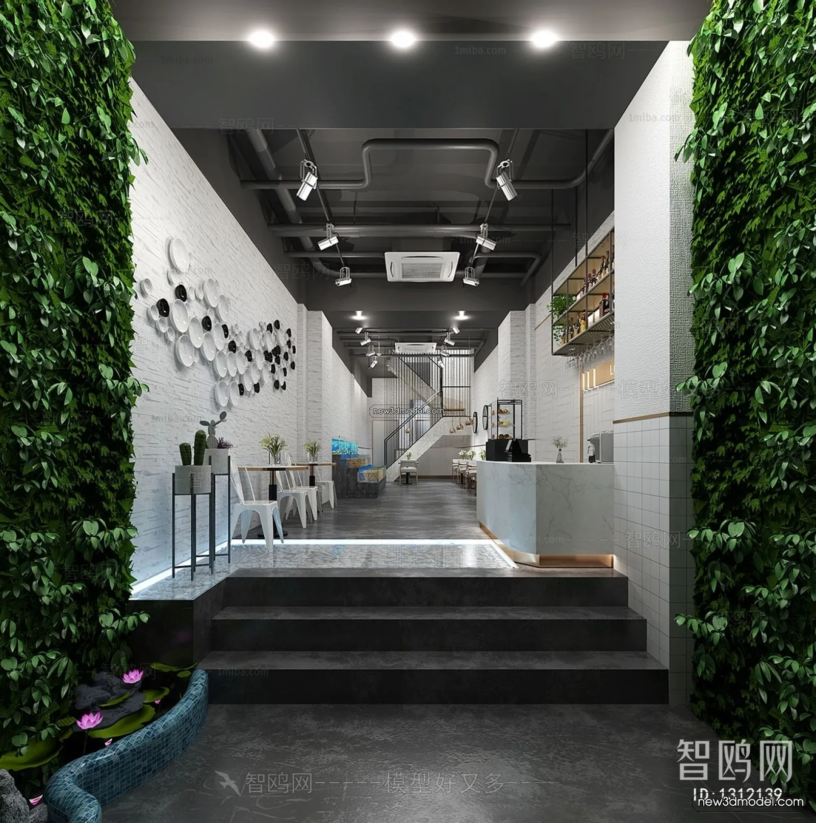 Restaurant and Fastfood 3D Scene – 3D Blocks – 040 – VRAY