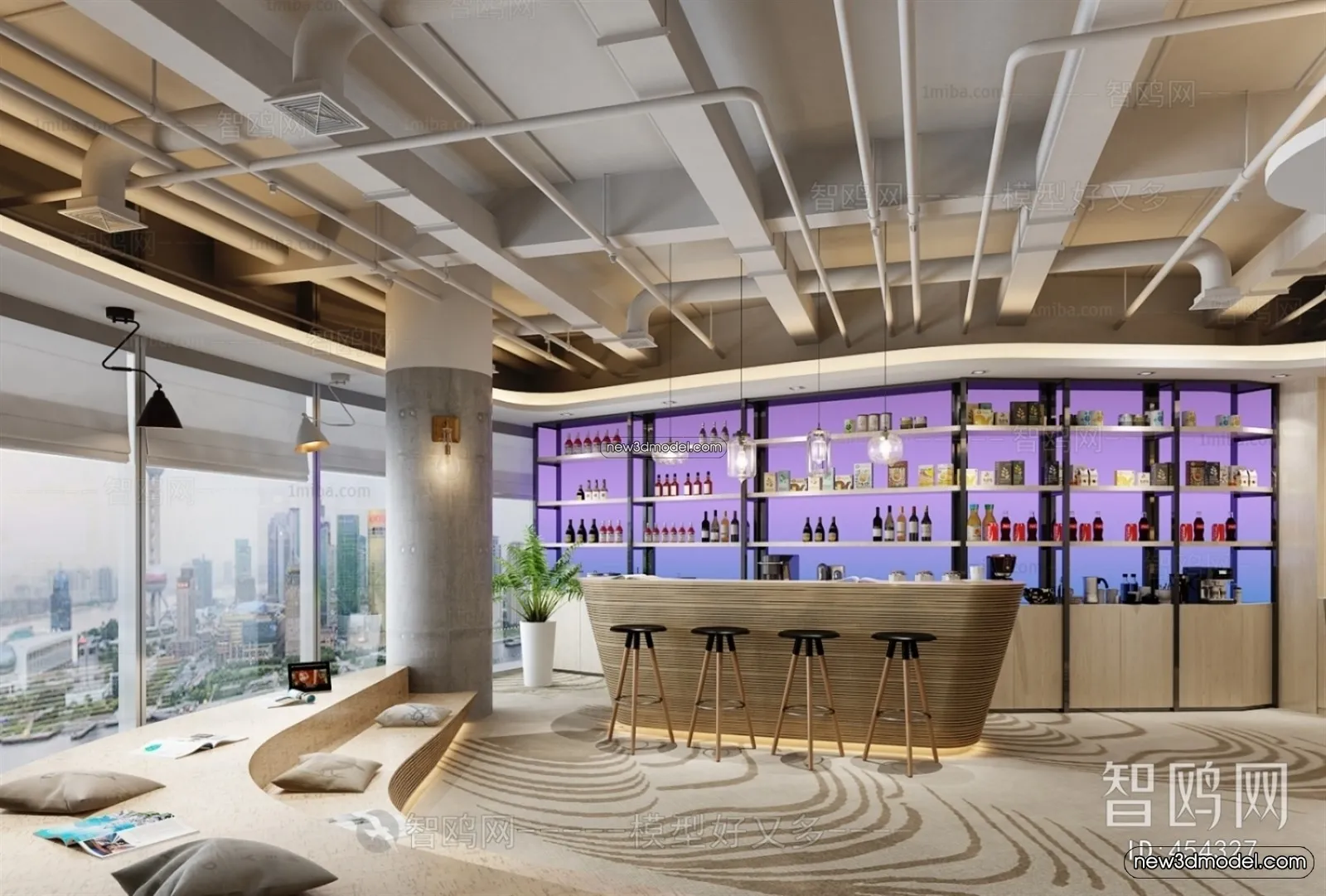 Restaurant and Fastfood 3D Scene – 3D Blocks – 042 – VRAY