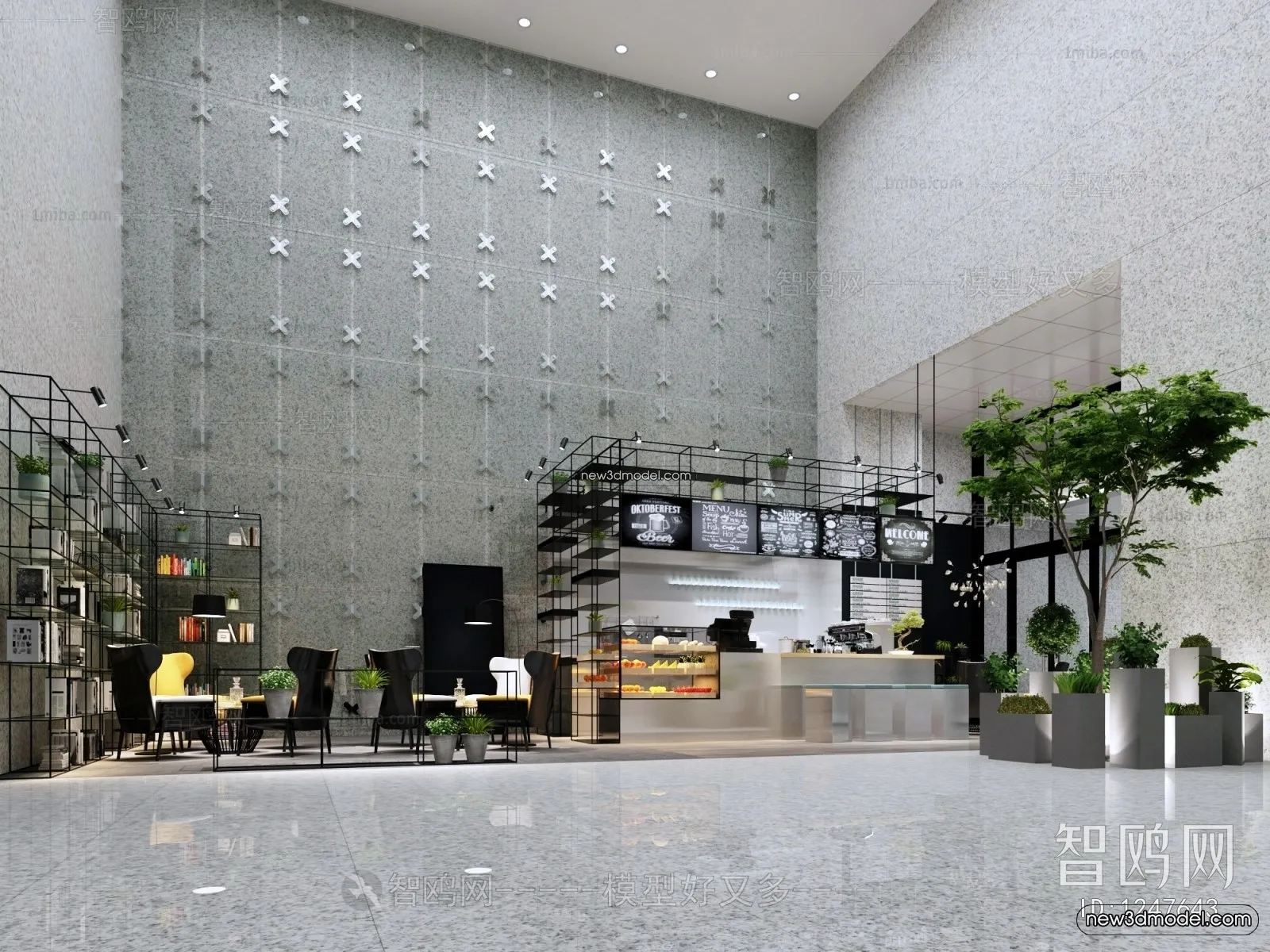 Restaurant and Fastfood 3D Scene – 3D Blocks – 043 – VRAY