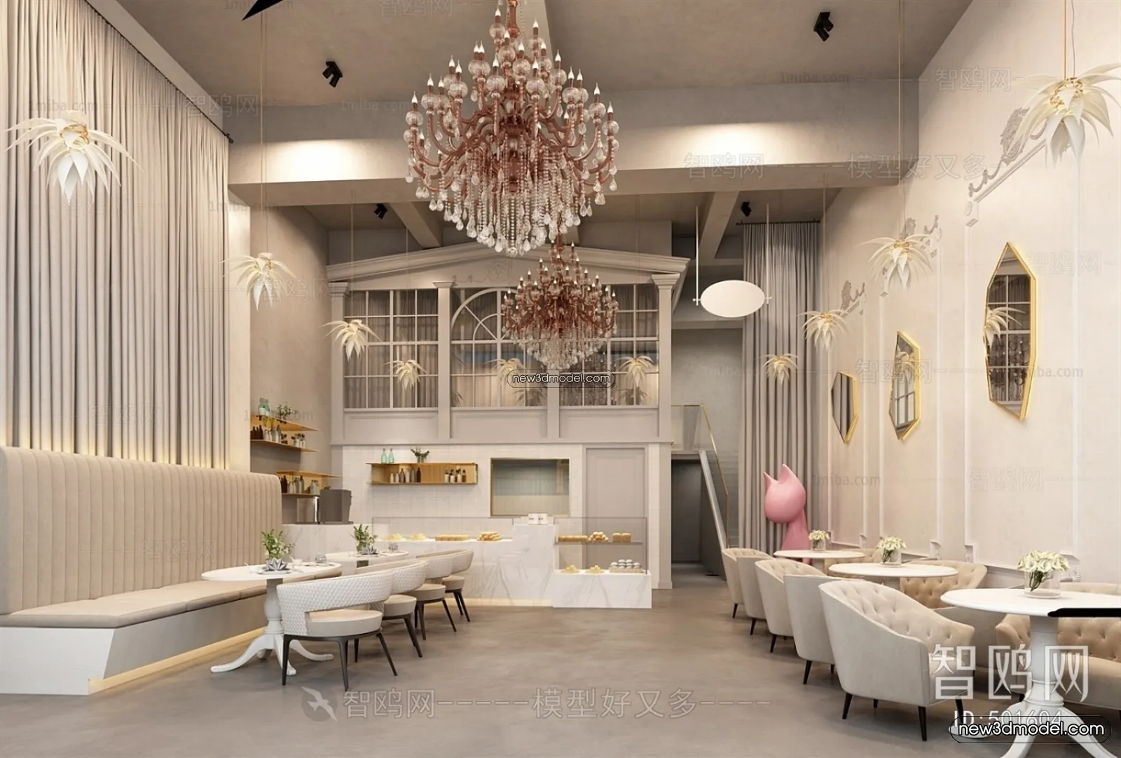 Restaurant and Fastfood 3D Scene – 3D Blocks – 044 – VRAY